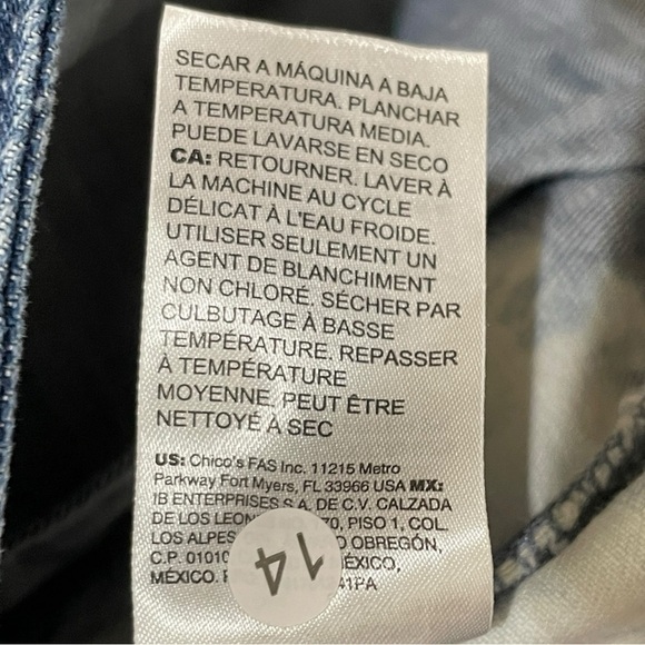 NWT Chico's Tie Dye Denim Jacket Chico's Size 0 Conv. Size 4 - Picture 9 of 15